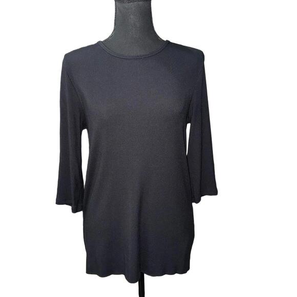 VINCE Women’s Elbow Sleeve Crew Neck T-Shirt in Black-Size X-Large - Picture 5 of 12